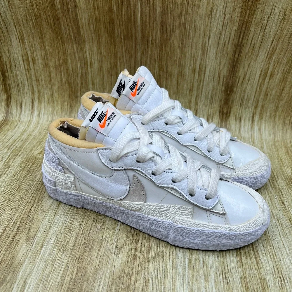 Nike Blazer Low x‎ Sacai Men's Size 6.5 Women's 8 White Sail Shoes DM6443-100